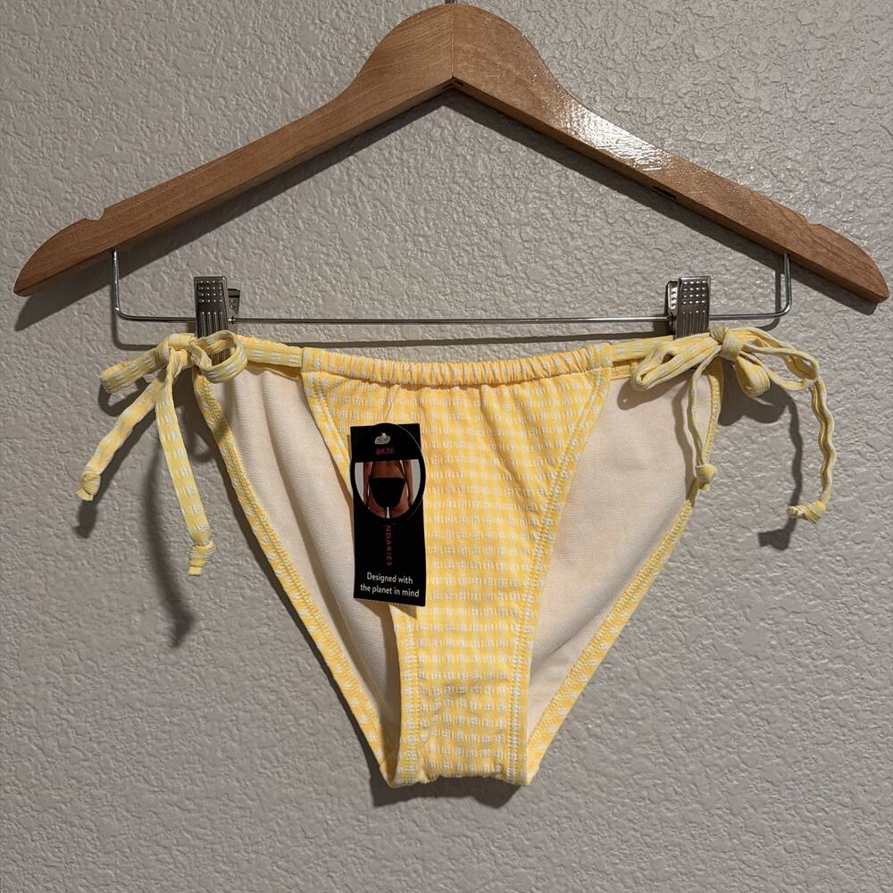 NEW No Boundaries Bikini Bottom Swimsuit Side Tie Retro Pin Up Cheeky Gingham